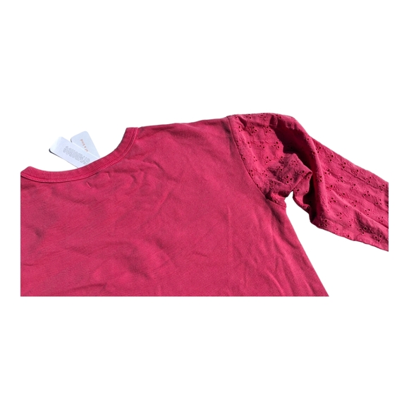 Gymboree Girls XL 14 "One of a Kind" Dyed Pink Sweatshirt w/ Eyelet Sleeves - Picture 4 of 8